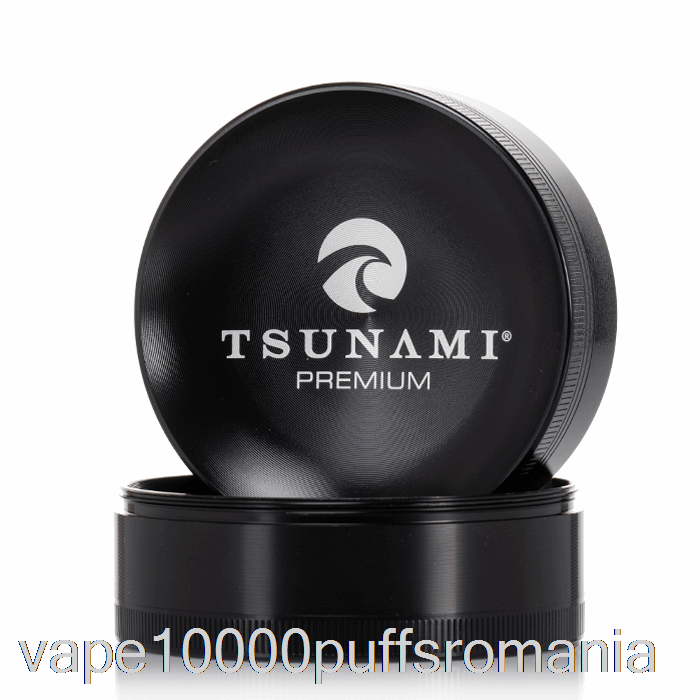 Vape Romania Tsunami 2.95inch 4 Piese Scufundat Top Grinder Negru (75mm)